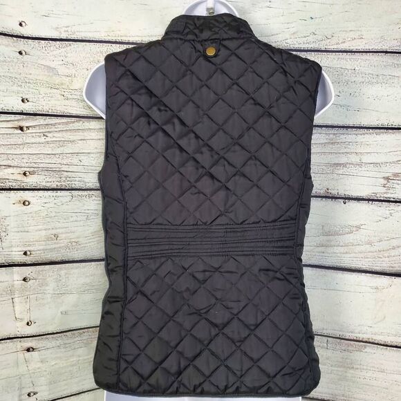 Zenana Outfitters Black Quilted Vest Zip Front Pockets Gold Hardware Size Medium - Picture 4 of 7